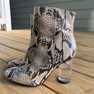 Snakeskin Ankle Boots with Clear Heel